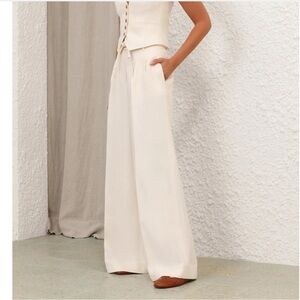 Zimmermann White Wide-Leg Linen Pants. Size 6